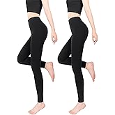 TRIBROS Fleece Lined High Waist Footless Tights for Women,Tummy Control Opaque Warm Winter Cotton Pantyhose