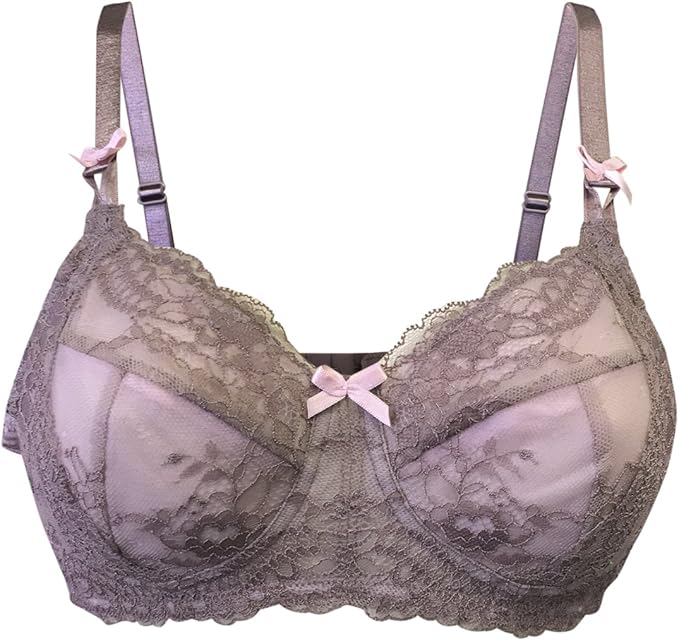 Ladies Cute Non Padded No Underwire Brown Floral Lace Post Surgery