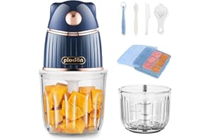 Plodon Baby Food Maker Mini Cute and Small Food Processor Puree Blender Grinder Chopper 1.2 Cup Glass Bowl with 6 Blade Elect