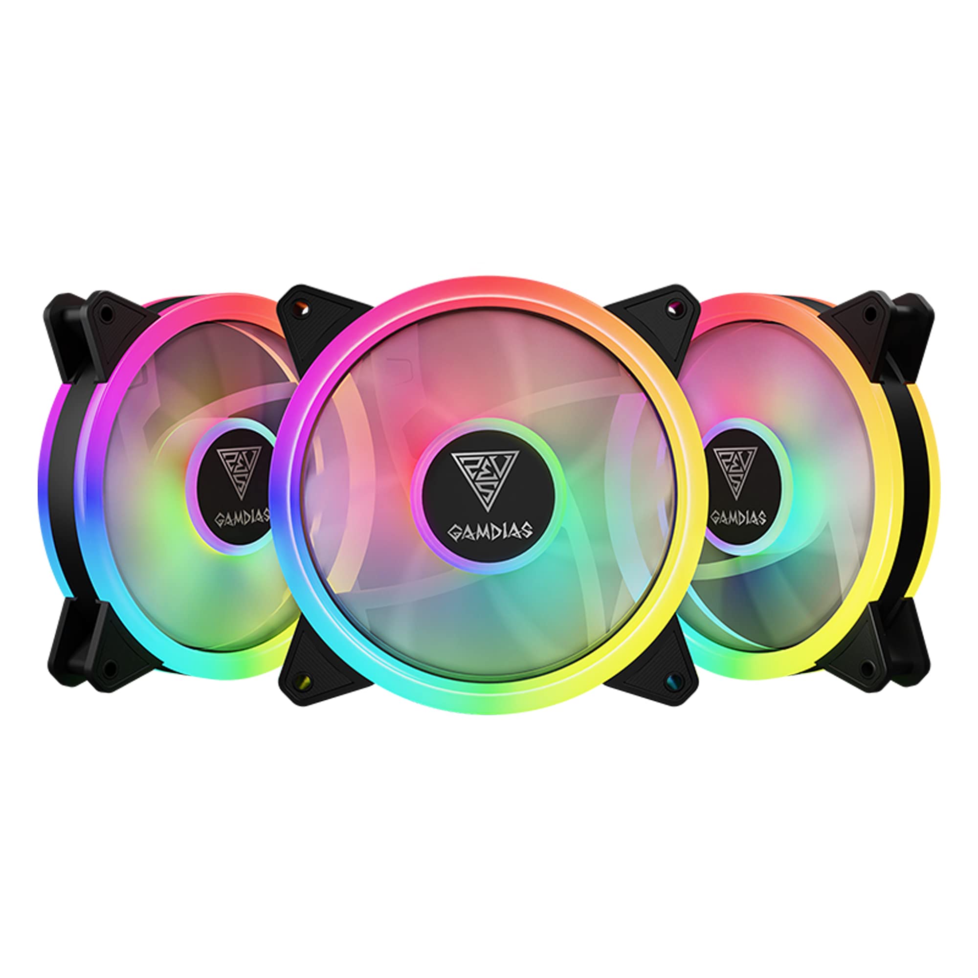 Photo 1 of GAMDIAS 120mm RGB Case Fans 3 Pack, ARGB Computer Fans, Sync with RGB Motherboards & Excellet Airflow Cooling PC Fans