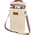 Tirrinia 2 Bottle Wine Gift Tote Carrier - Leakproof & Insulated Padded Versatile Wine Cooler Bag for Travel, BYOB Restaurant, Wine Tasting, Party, Dinner,Gift for Wine Lovers, Beige
