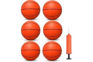 UMNODOBN 6 Inch Mini Basketballs for Toddlers Kids Teenagers, 6 Pack 6" Basketball Set with Pump Durable PVC Basketballs for Mini Over Door Hoop Pool Beach Balls for Swimming Pool, Indoor, Outdoor