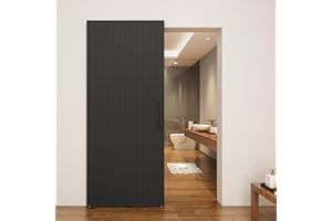 BARNSMITH 36"x86" Concealed Sliding Barn Door with Soft Close Mechanism, Black Hidden Barn Door, Waterproof Vinyl Wrapped, Fits Opening Width 28"-32", Widely Used
