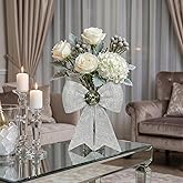 Shlinnuo Silver Bow Glitter Vase – 3-in-1 Flower Planter, Makeup Brush Holder & Desk Decor for Vanity, Bedroom or Gift