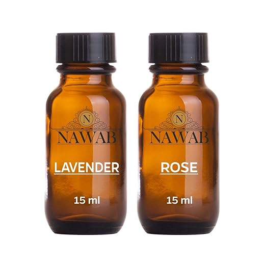 NAWAB Essential Aroma Diffuser Oil (Lavender and Rose - 15ml Each)