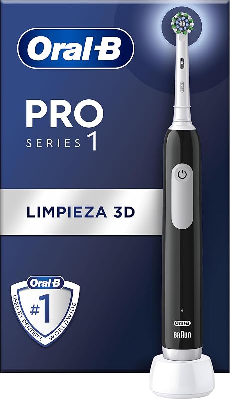 Escova de dentes elétrica oral-b pro series 1 com cabo e cabeça recarregáveis, projetada pela braun - preta