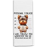 QGFM Funny Yorkie Hand Towels for Bathroom, Yorkie Gifts, Yorkie Gifts for Women, Yorkie Mom Gifts, Yorkshire Terrier Gifts Bathroom Hand Towels, Yorkie Dog Kitchen Towels Dish Towels, 16x24 Inch