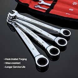 Egofine 8-Piece Ratcheting Wrench Set, Cr-V Steel