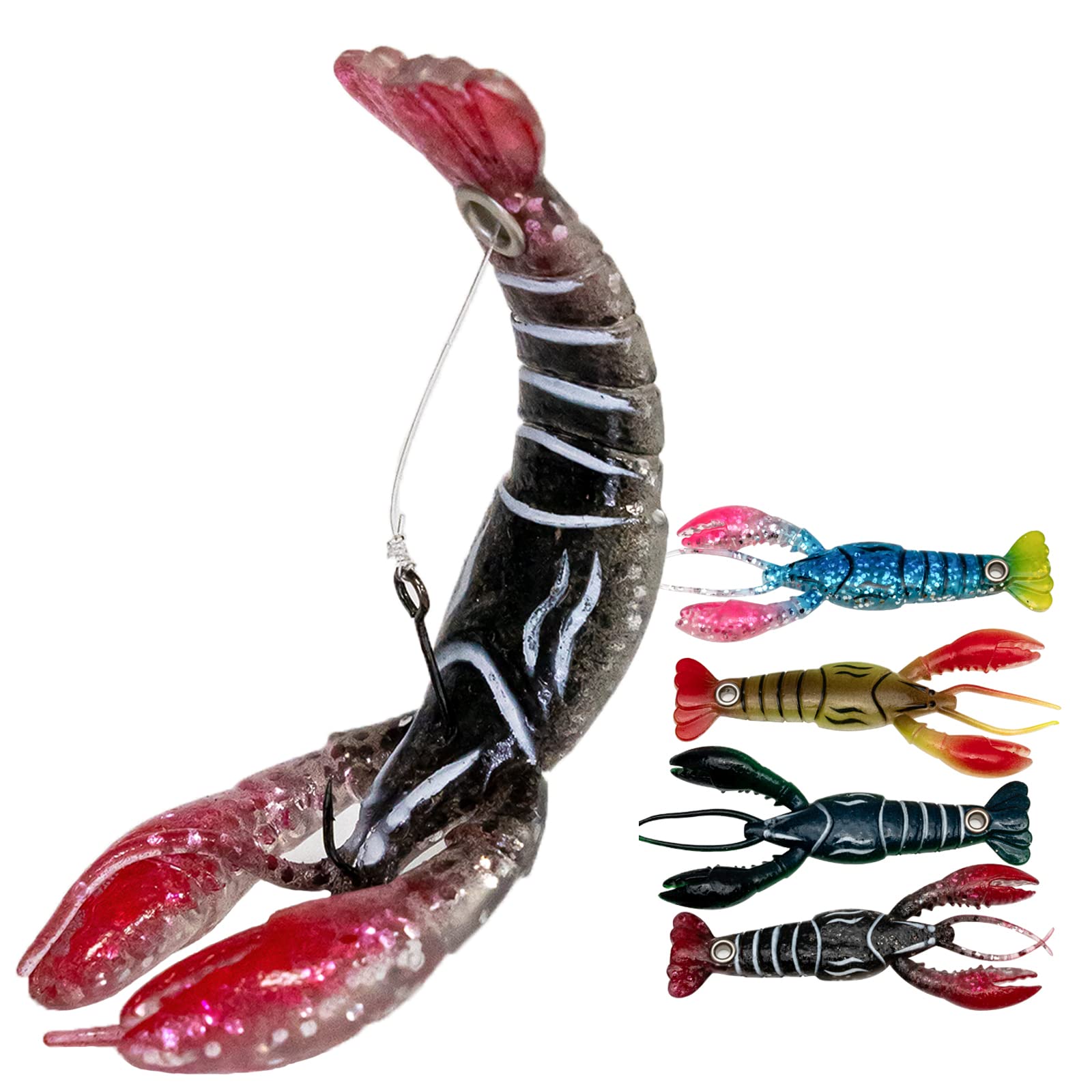 Pelican Mate Crawfish Soft Plastic Lures Bass Fishing Bionic Lures Freshwater Craw Baits Artificial Lobster Recoil Movement 3.7’’/0.2 oz (Pack of 4)