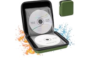 BALAPERI 32 Capacity CD Case Holder, Fireproof DVD Case Holder Organizer, Portable CD Storage Case for Car Travel Home Office, EVA Protective DVD Storage Case(Olive Drab)