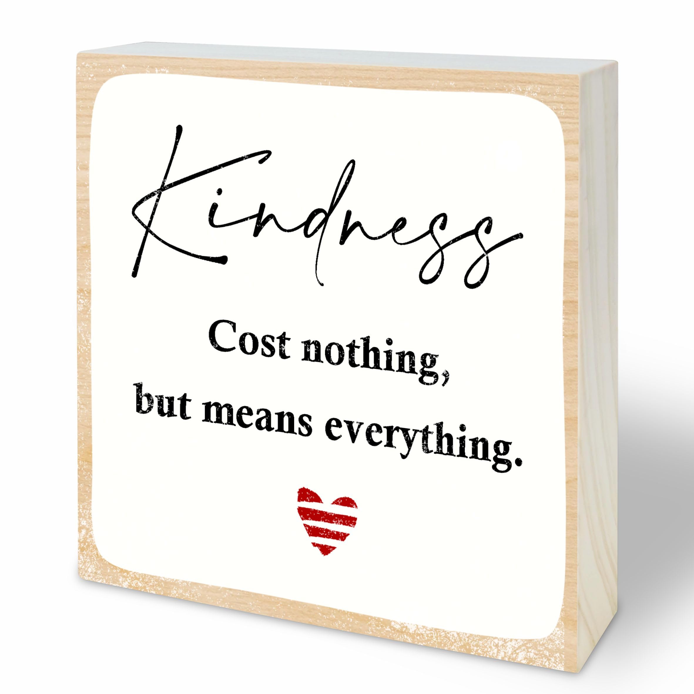 Photo 1 of 5" Positive Wooden Block Sign - Kindness Cost Nothing But Means Everything - Rustic Solid Pine Wood Sign For Farmhouse, Shelf, Shelves, Classroom, Home & Office Decorations - A03