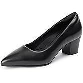 Cusolemore Heels for Women with Arch Support, Low Chunky Block Closed Toe Heels,Comfortable Pointed Toe Dress Office Slip on Pumps Shoes