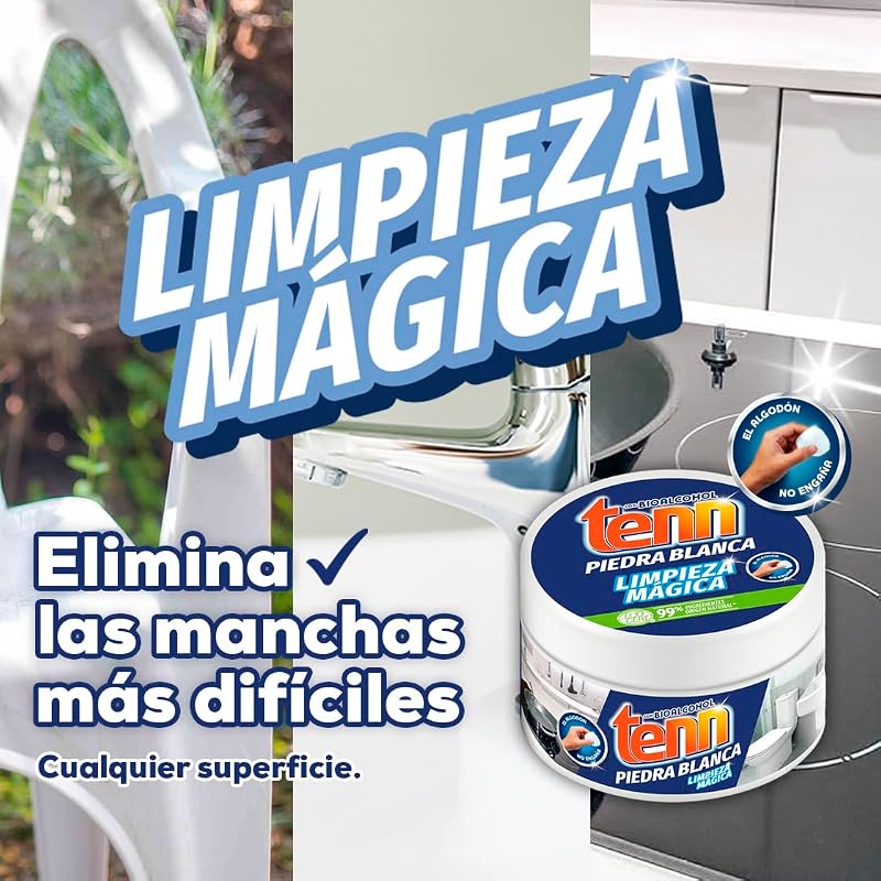 Piedra Blanca Limpieza 375g: Limpiador Universal con Arcilla - Desengrasa y Abrillanta Todas las Superficies