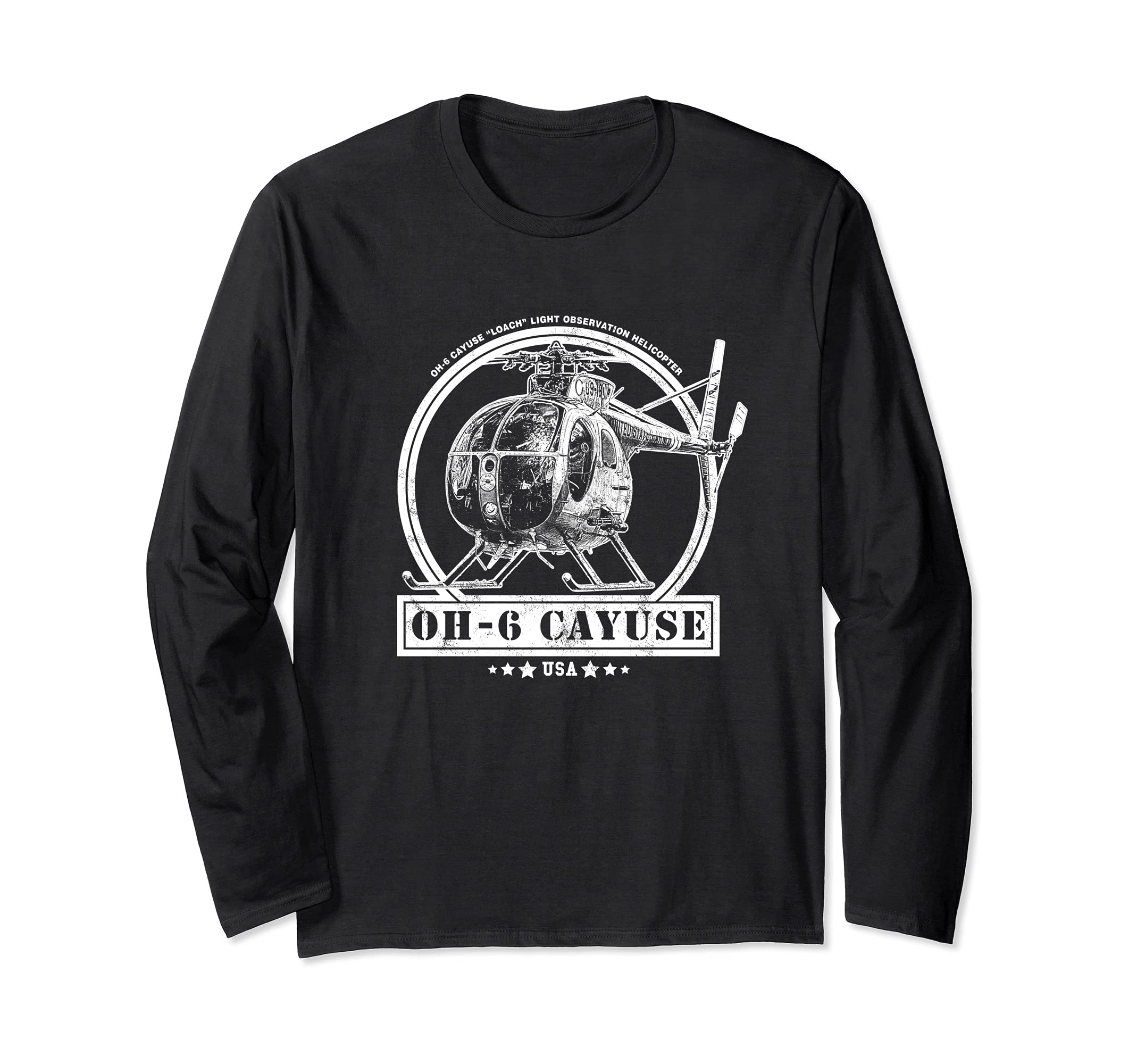 OH-6 "Loach" Cayuse Helicopter Long Sleeve T-Shirt