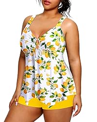 Holipick Plus Size Two Piece Tankini Top with