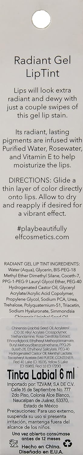 e.l.f. Aqua Beauty Radiant Gel Lip Stain - Dewy Berry: Amazon.es: Belleza