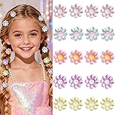 YISSION 20PCS Mini Flower Hair Clips for Women & Girls, Colorful Cute Floral Hair Barrettes, Adorable Hair Accessories for Daily Styling, Party & Gift