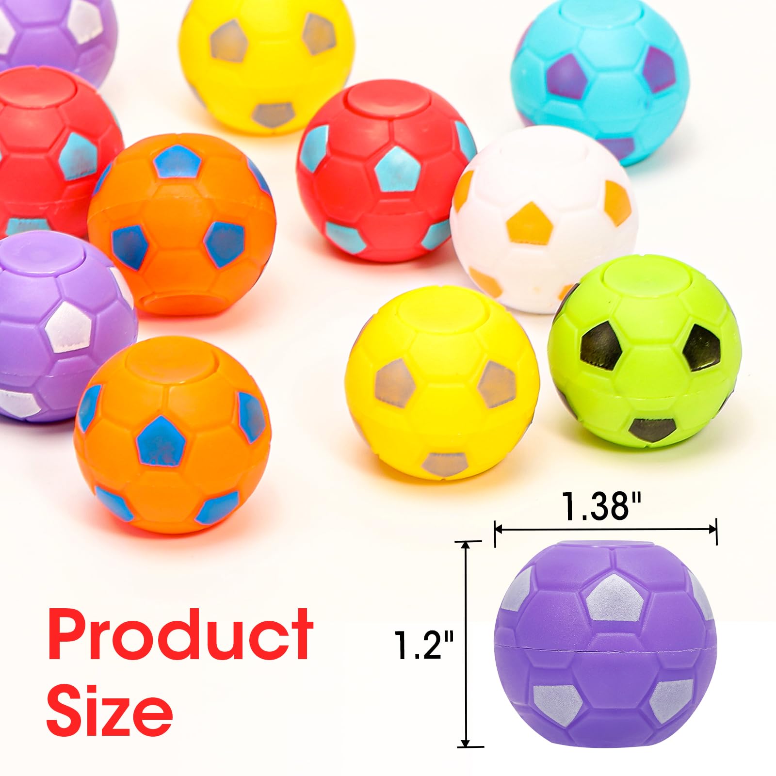AZEN 24 Pcs Soccer Party Favors for Kids 4-8 8-12, Mini Fidget Spinners Soccer Ball Toys, Goodie Bags Stuffers for Birthday Party, Treasure Box Toys for Classroom, Return Gifts for Kids