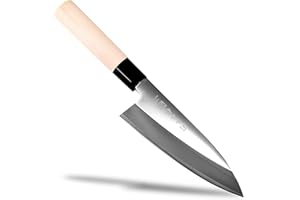 Seki Japan Japanese Seki SANBONSUGI Sushi Chef Knife, 420J2 Stainless Steel Sashimi Deba Knife, Wood Handle, 150 mm (5.9 in)