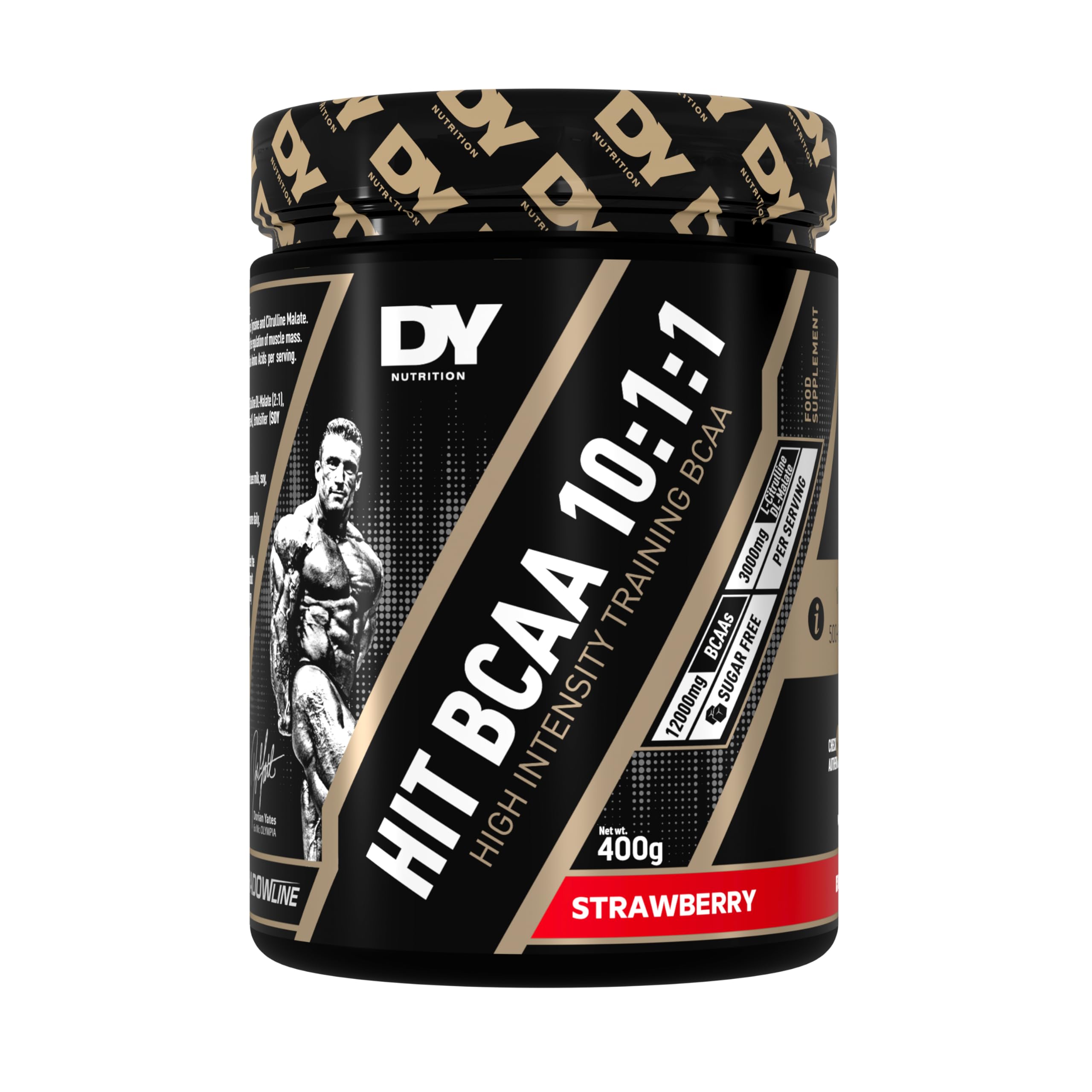 DY Nutrition HIT BCAA 10:1:1 (Strawberry) with L-Citrulline Malate, Beta Alanine + 12g of Branch Chain Amino Acids 400g Powder, 20 Servings - Optimal Pump & Performance | Non Stim Pre & Intra Workout