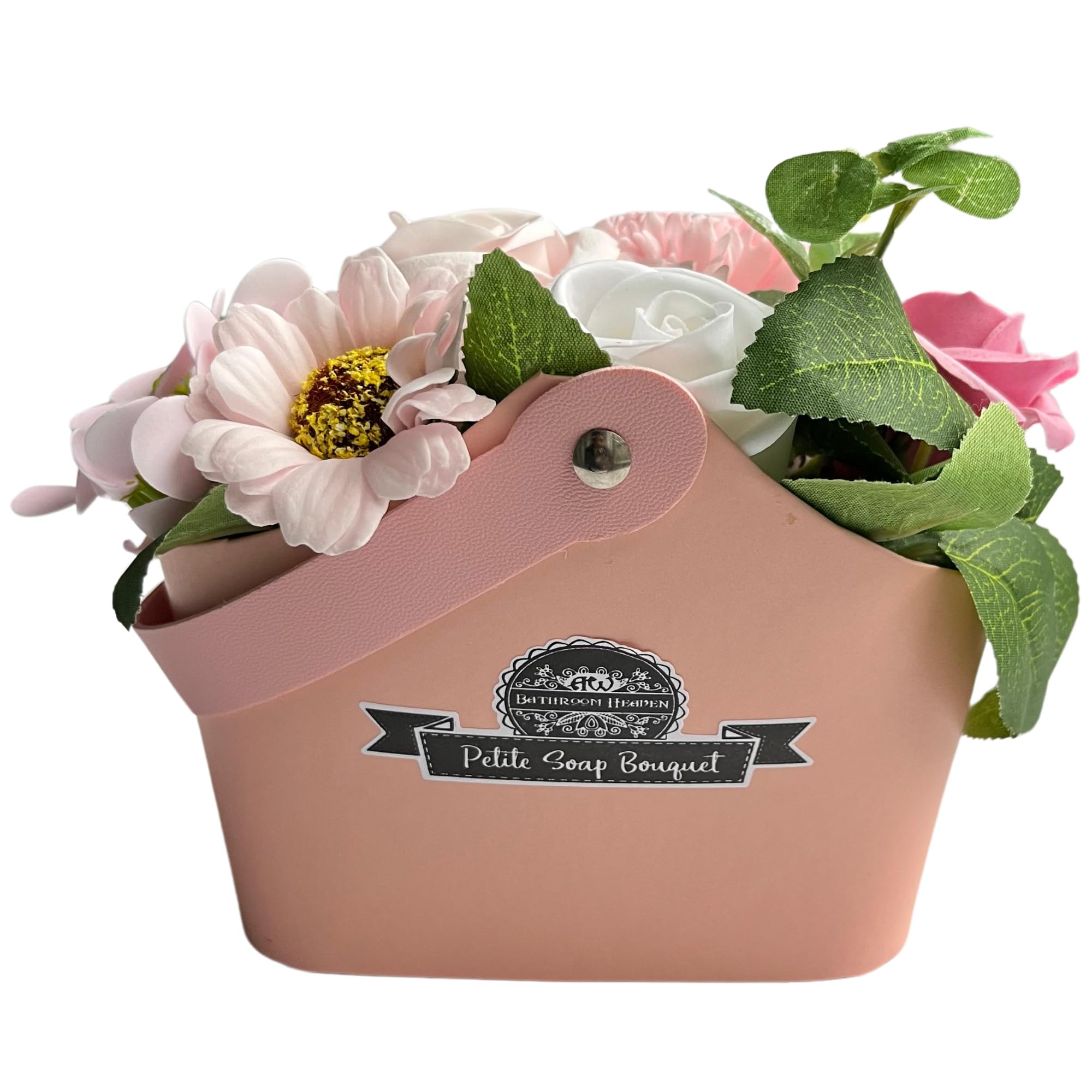 Pink Petite Basket Soap Flower Bouquet - Soap Flowers For Birthdays - Flowers Gifts For Women - Mothers Day Flowers - Valentine Flowers Bouquet For Her & Flowers Bouquet Gift For Your Loved Ones.