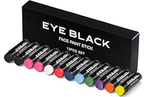 DALVGFN 12 PACK EYE BLACK STICK, Anti-Glare Eyeblack For Baseball Football Softball Lacrosse, Sweat-Proof Eye Black Grease Paint, Game Day Sports Fans Accessories, Smooth & Long Lasting