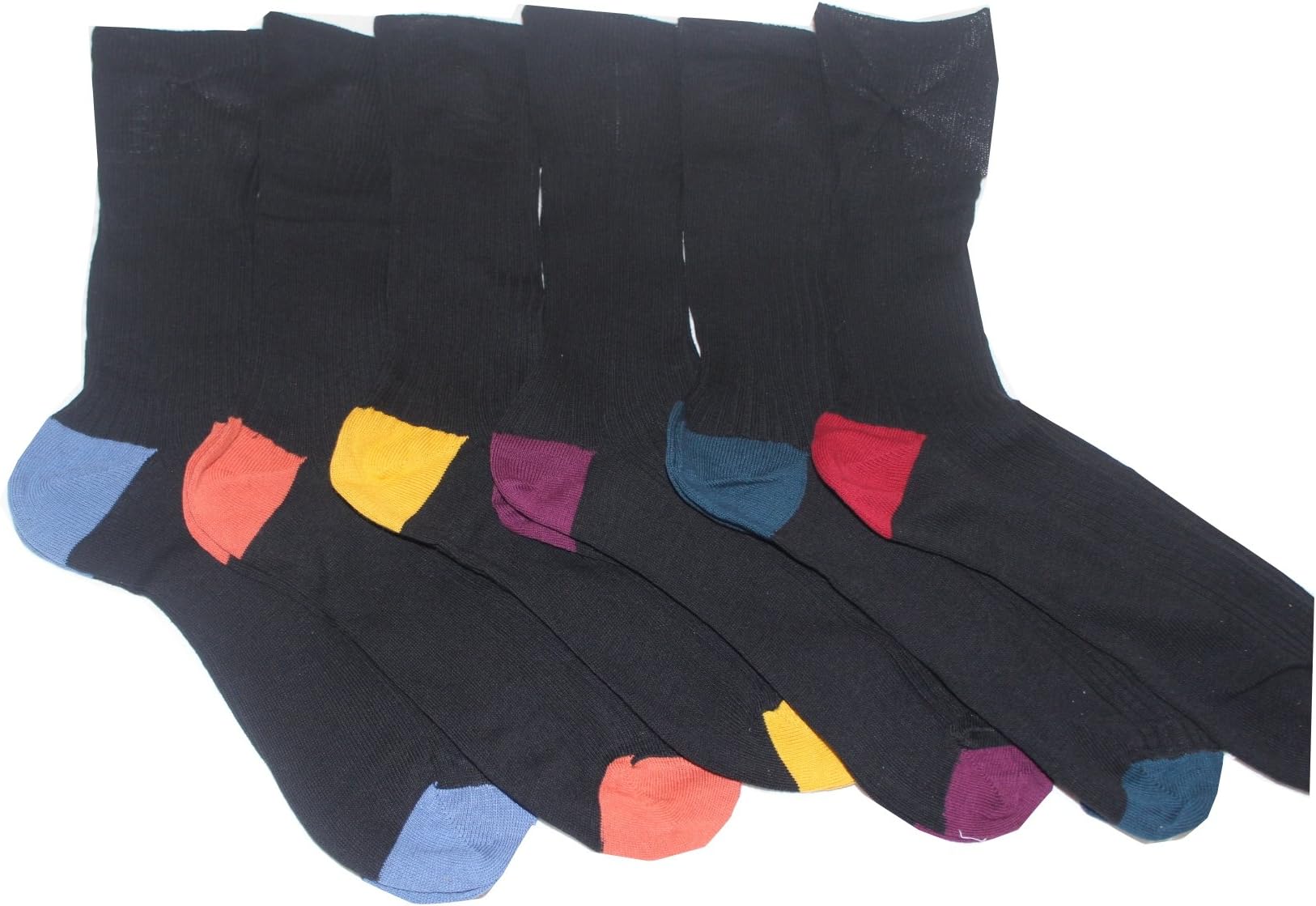12 pairs mens bigfoot non elastic contrast heel socks.100% cotton.Royston brand