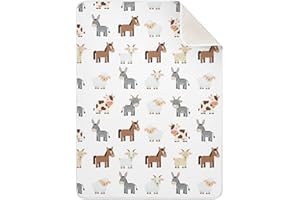 Emelivor Farm Cute Animals White Baby Blanket for Girls Boys Reversible Lightweight Bed Small Blanket for All Seasons Crib Tr