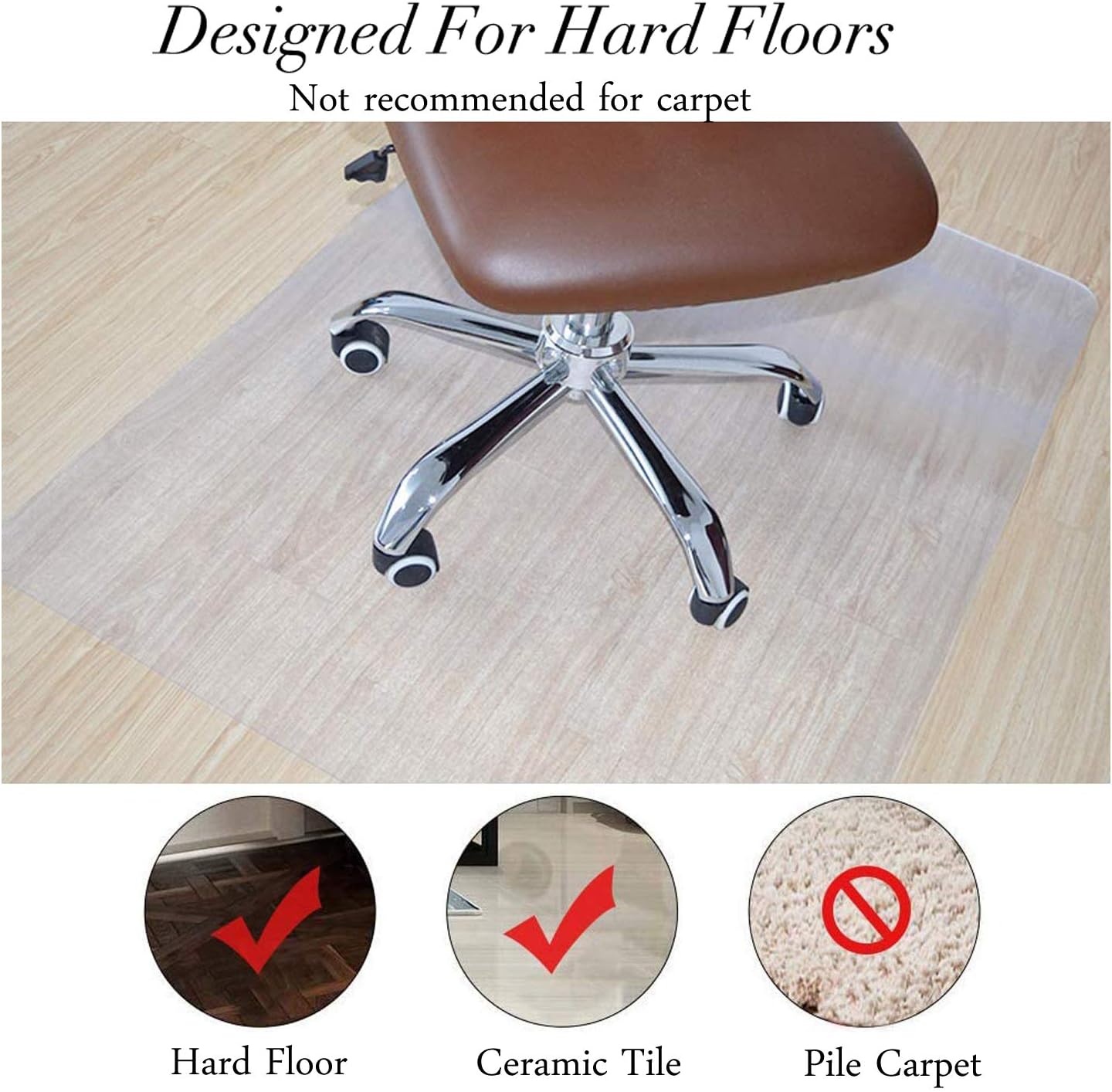 Office Desk Chair Mat for Hardwood Floors- PVC Matte, Transparent Durable Hardwood Floor Protector, Chair Mat is Immediately Flat Out of Box, 36"x48"(Clear): Kitchen & Dining