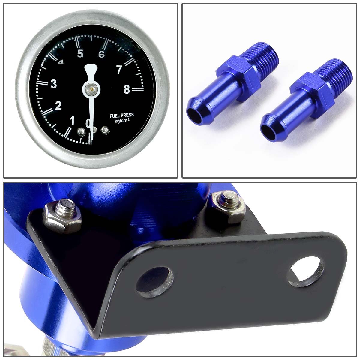 160psi Adjustable Aluminum Fuel Pressure Regulator+Oil Filled Gauge