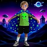 Halloween Costumes for Kids, Glow in the Dark Alien Costume, Halloween Cosplay Party Costumes for Boys 4-12T
