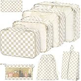 8 Set Packing Cubes for Suitcases,Packing Cube with Shoe, Cosmetics, Clothing, and Accessories Bags Packing Cubes for Travel Luggage Organizer Women Men(Khaki Checkered)