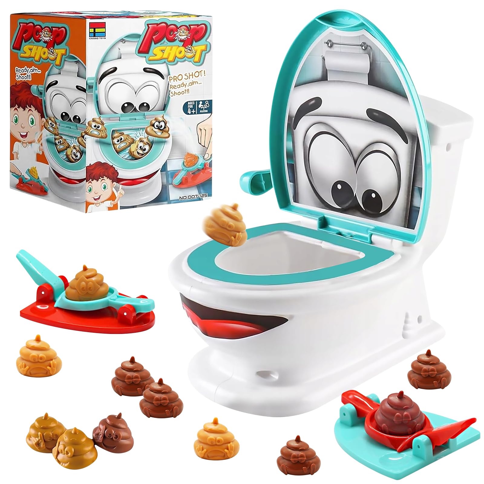 Poop Shooter Game, Toilet Creative Toy ,with 12 Poops,2 Launchers,1 Sticker,Funny Toilet Toys PooToilet Game, Novelty Poo Games Weird Gifts Funny Toys for Kids Chrstmas Family Party Game