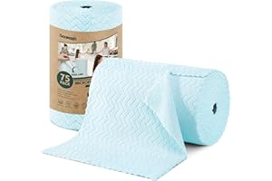 SOOWASH Microfiber Cleaning Cloths Roll, 75 Pack Tear Away Microfiber Towels Roll, 12" x 12" Lint Free Rags, Reusable Cleaning Cloths, Washable, Scratch Free,Ultra Absorbent Dish Rags(Blue Ripple)