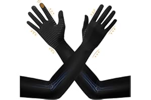 Zuscot Copper Long Compression Arthritis Gloves for Women Men, Full Finger Hand Compression Gloves with Touchscreen Tip, Full Arm Pressuse Support Sleeves for Carpal Tunnel, Lymphedema, Trigger Finger
