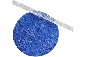 Clear Rolling Pin with Sea Wave Embossing Pattern, Cake Decorating Tool, Pin Baking Tools and Accessories