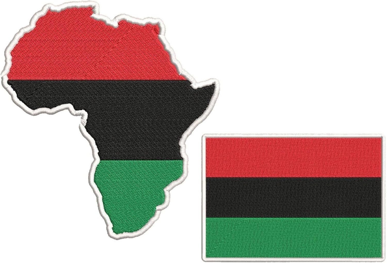 Mixed Media - 2 Pack Africa Pan-African Continent Flag Patch Fully Embroidered Iron-on/Sew-on Decorative Embroidery Applique Clothing Vest Jacket Bags Premium Stitching Biker Badge Emblem MC Travel Souvenir