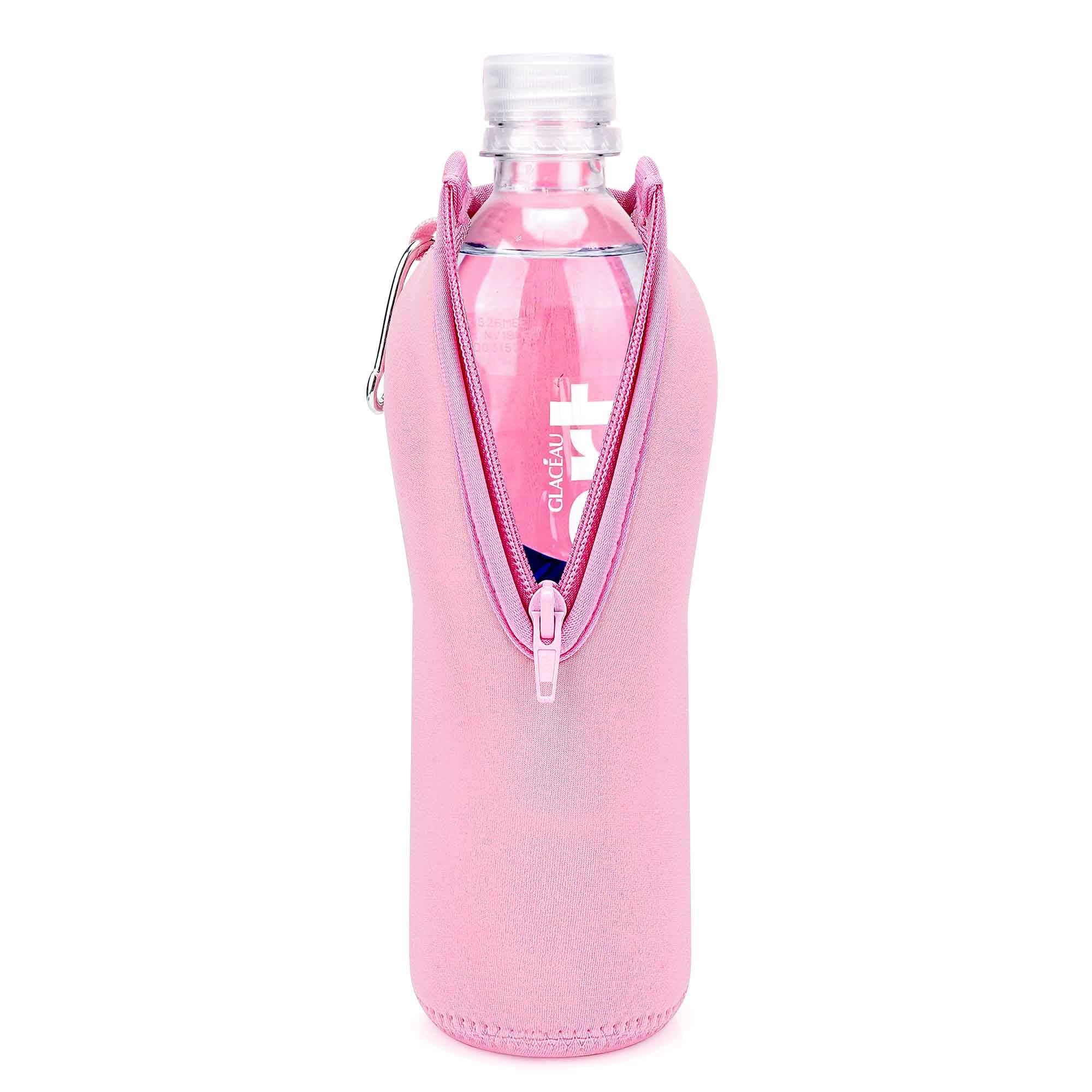 Photo 1 of Linkidea Disposable Water Bottle Sleeve Compatible with Smartwater 16.9/20Fl Oz, Evian 16.9Fl Oz, Insulated Neoprene Plastic Bottled Water Cover Holder with Lockable Zipper (1 Pack/Pink)