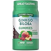 Nature's Truth Ginkgo Biloba Gummies | 100mg | 50 Count | Peach Raspberry Flavor | Vegan, Non-GMO & Gluten Free Extract Supplement