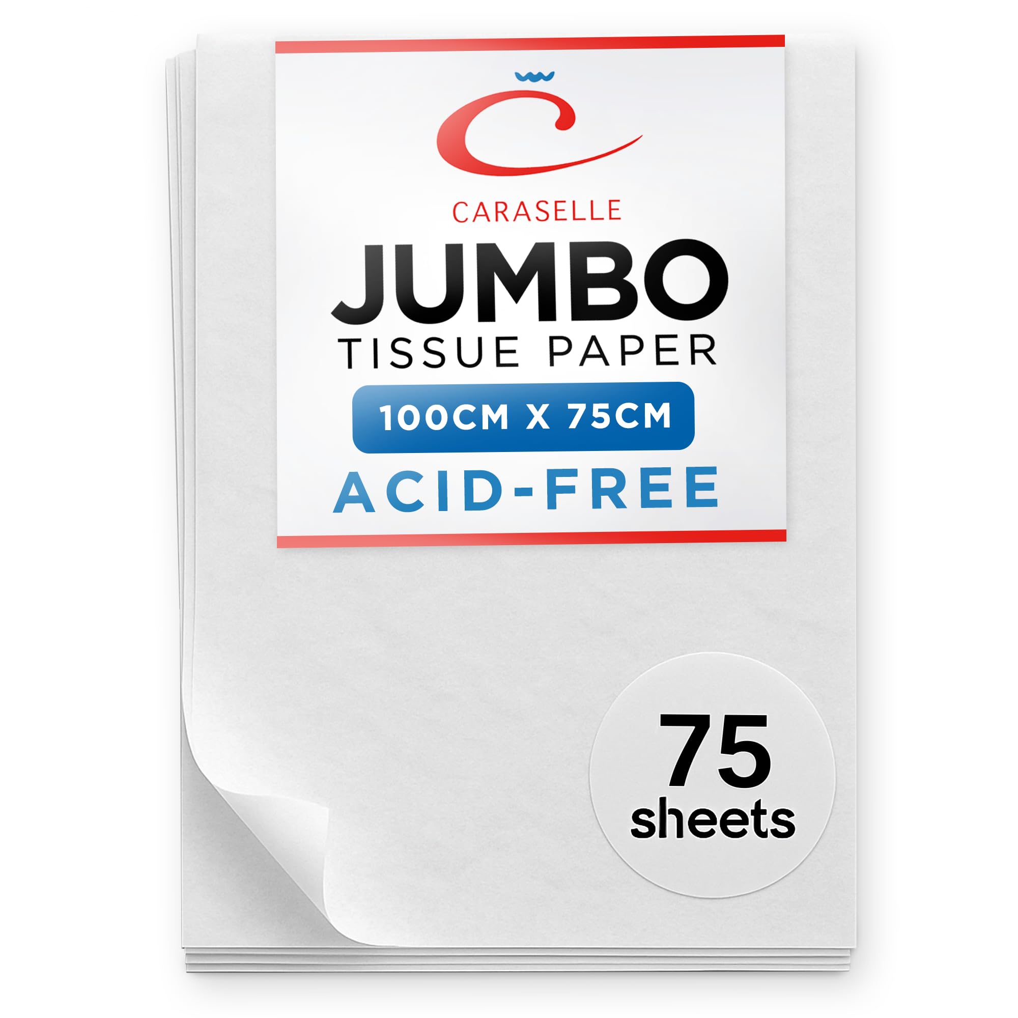Caraselle Extra Large Tissue Paper - Jumbo Size 100x75cm - Versatile Sheet for Clothes, Art Collection, & Gift Wrapping - Acid-Free for Packaging - 75 Sheets