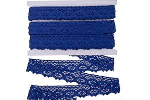 SUYUN WELL 15 Yards 1.13 inch('') Wide Lace Trim Vintage Lace Ribbon Crochet Lace Scalloped Edge for Bridal Wedding Decoration Christmas Package DIY Sewing Craft Supply (Royal Blue, 1.13inch)