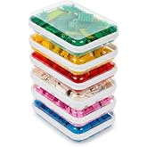 CoiiJoii 6PCS Clear Hard Shell Zipper Case,Portable Cosmetic Bag with Zipper,Kid's Toy Storage Organizer Bins,Hard Plastic Case,Clear Bags for Organizing