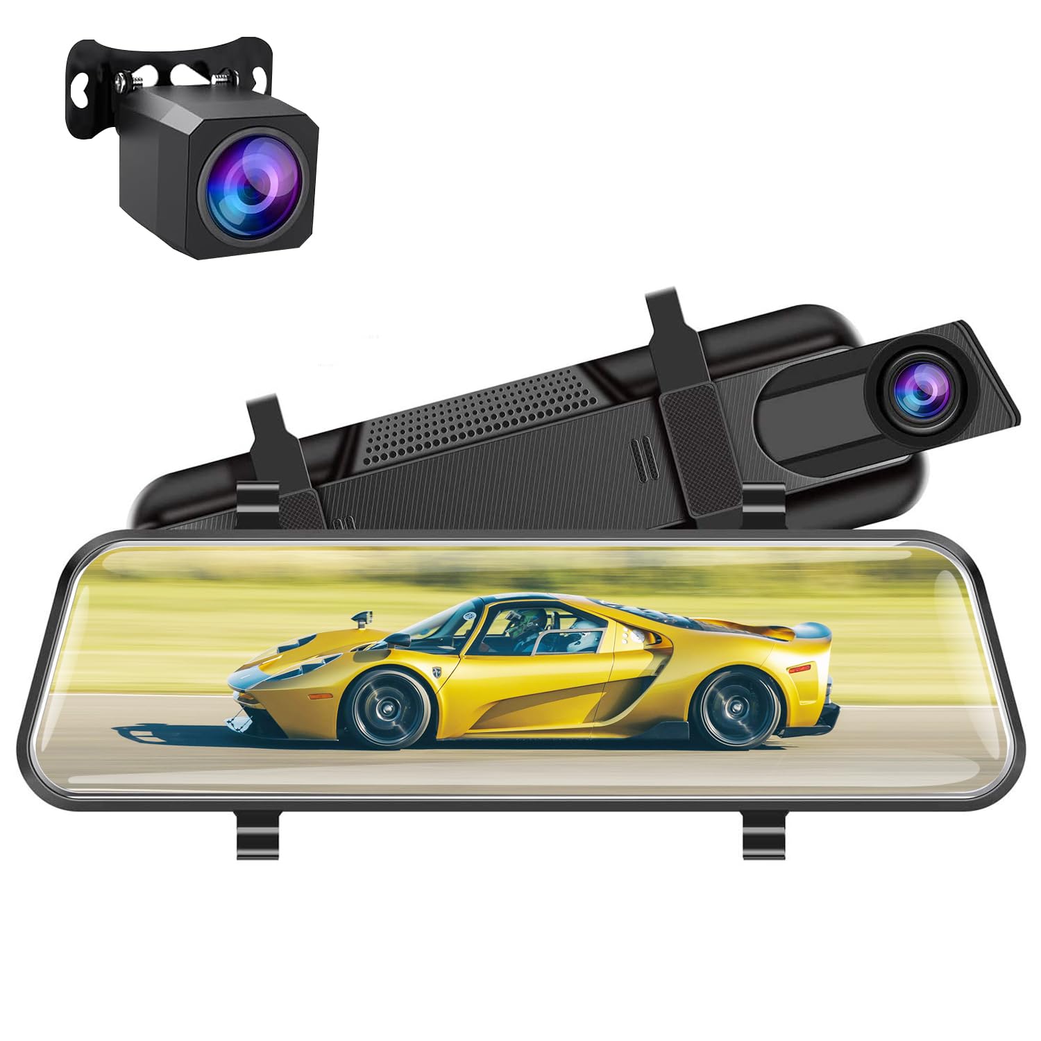Photo 1 of 2K Mirror Dash Cam Backup Camera - 10" Touch Screen, Dash Cam Front and Rear Camera with Night Vision for Car, Parking Assistance, 64GB Card Included