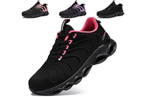 LARNMERN Steel Toe Shoes for Women Lightweight Comfortable Safety Shoes Sneakers Steel Toe Sneakers Work Colorful Breathable Fashionable Footwear