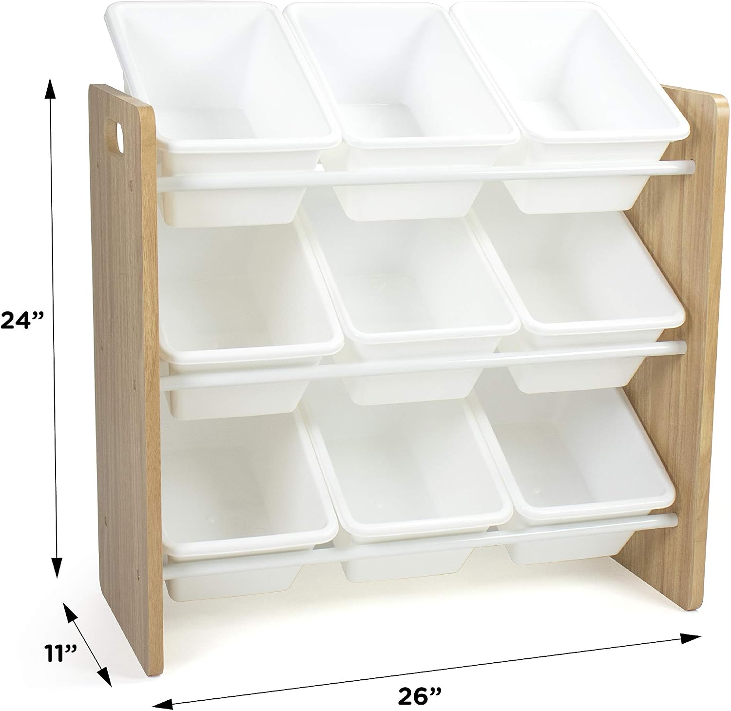 Humble Crew Wooden Toy Storage Organiser for Children & Toddlers, with 9 BPA Free Plastic Removeable Storage Bins - Image 5