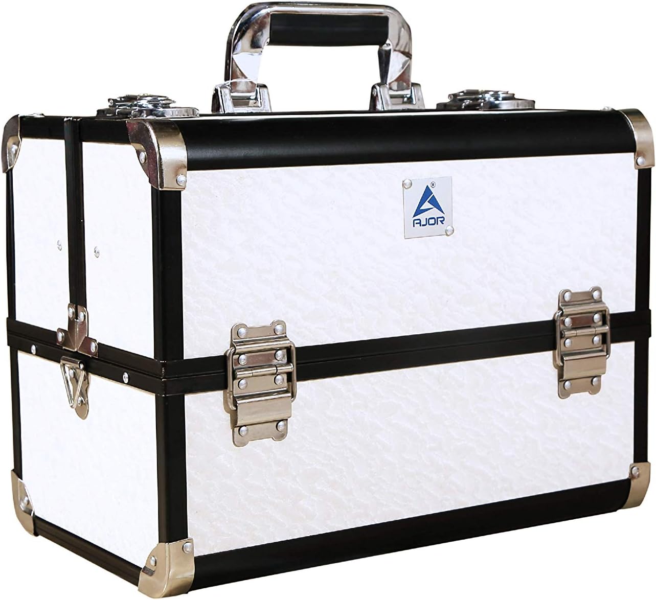 AJOR Neo PVC 27 cms Vanity Bridal Beauty Makeup Cosmetic Aluminium Case S4401 Cream