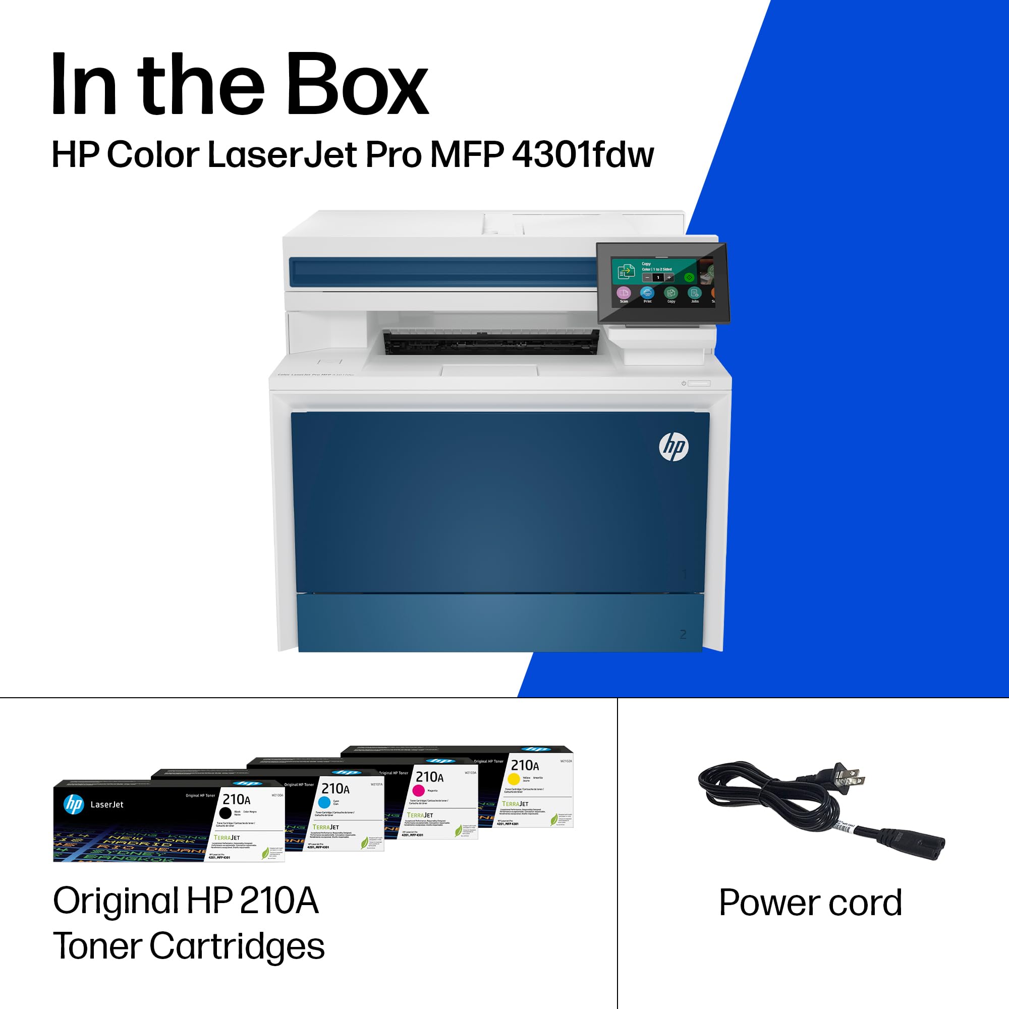 HP Color Laserjet Pro MFP 4301fdw Wireless All-in-One Color Laser Printer, Scanner, Copier, Fax, Best-for-Office