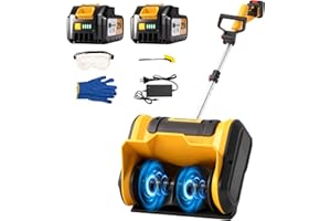 PULSEFAY Brushless Cordless Snow Shovel, 12-Inch Electric Snow Blower with 2 4.0Ah Batteries & Fast Charger, Adjustable Front Handle, Directional Chute Lightweight 11lb for Driveway, Sidewalk, and Steps
