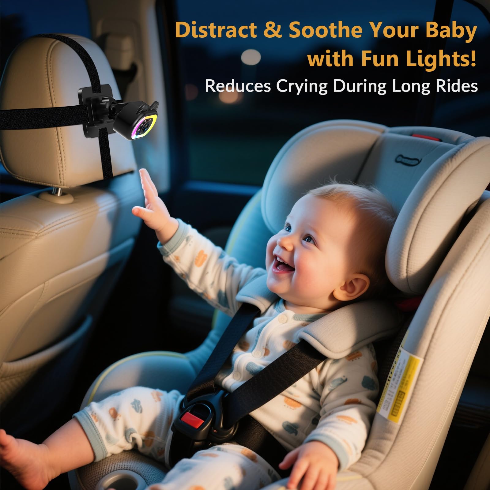 Wkzay Baby Car Camera for Backseat – HD 1080P, 150° Wide Angle, Night Vision, Easy Installation, Adjustable LED Light, 4.3” LCD Display, Anti-Glare