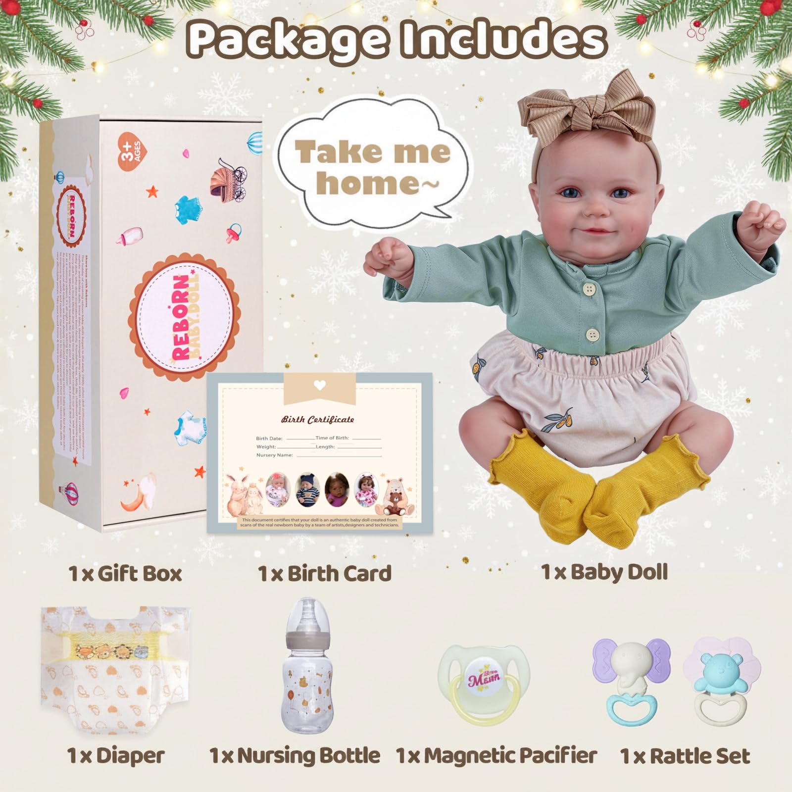 BABESIDE Reborn Baby Dolls, 20Inch Cute Soft Vinyl Realistic-Newborn Baby Doll Poseable Real Life Lifelike Baby Dolls w/Doll Accessories for 3+ Year Old Girls